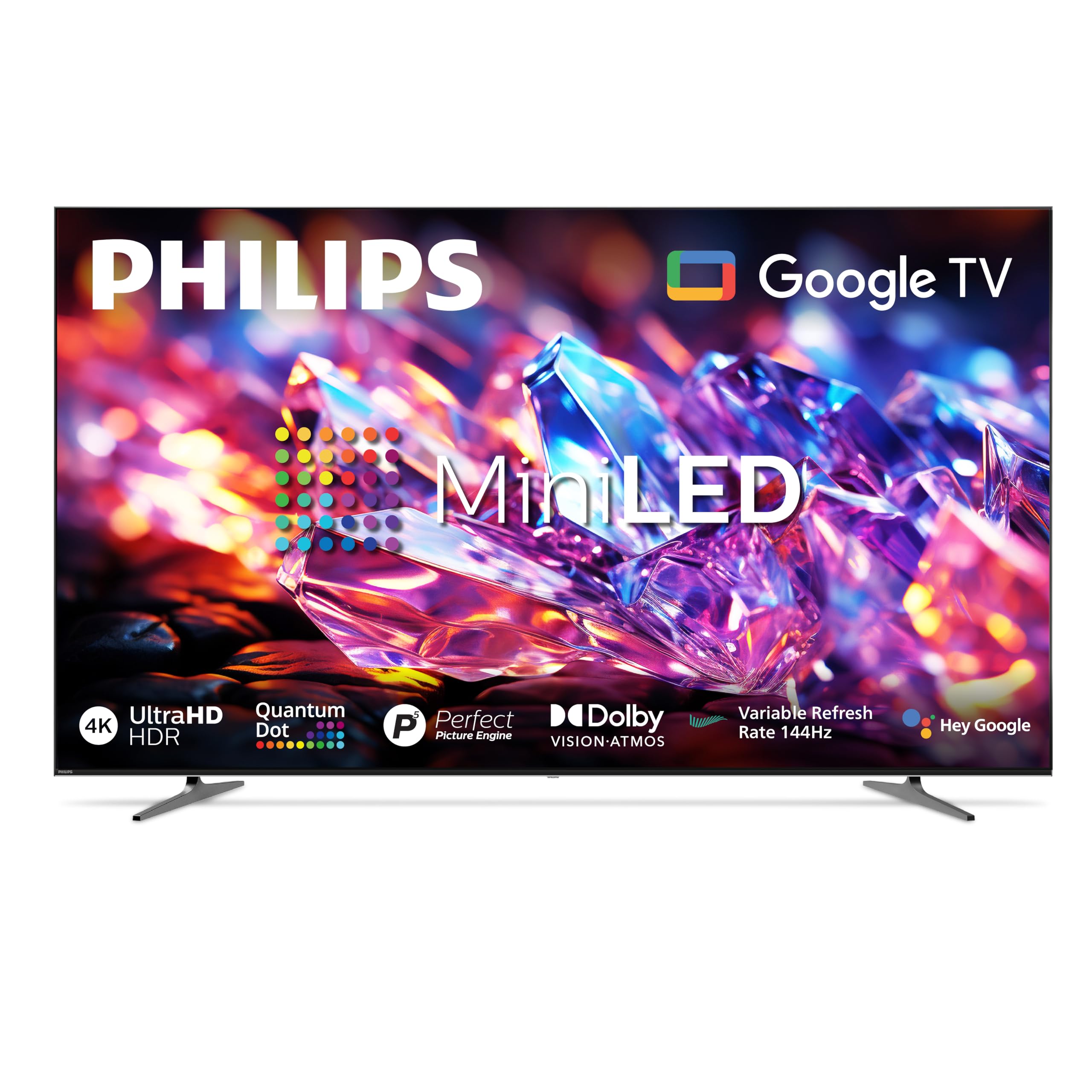 PHILIPS 75 اینچ ULTRA PREMIUM QD MINILED GOOGLE TV، حرکت 144HZ، DOLBY VISION، DOLBY ATMOS، 2025