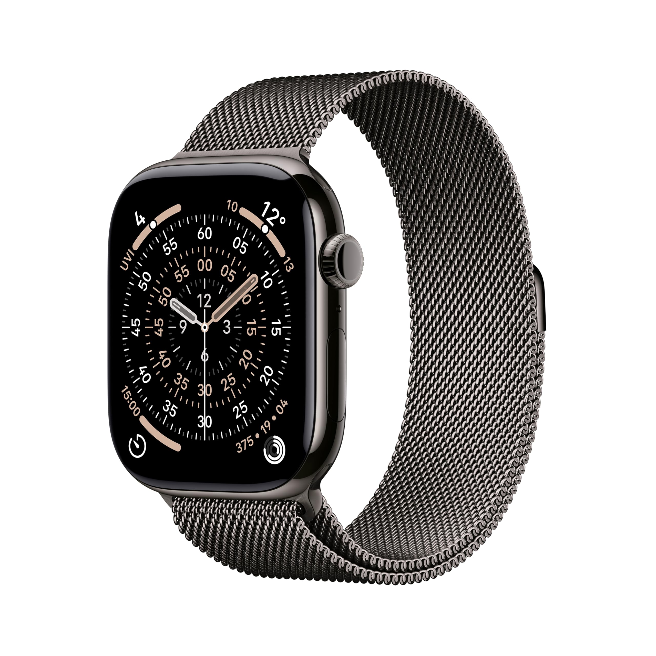 Apple Watch سری 11 GPS + Cellular 46 میلی‌متر محفظه تیتانیوم اسلیت با حلقه میلانیز اسلیت - اندازه M/L اسلیت تیتانیوم/حلقه میلانیز 46 میلی‌متر M/L - باند مناسب برای مچ‌های با اندازه ۱۵۰–۲۰۰ میلی‌متر