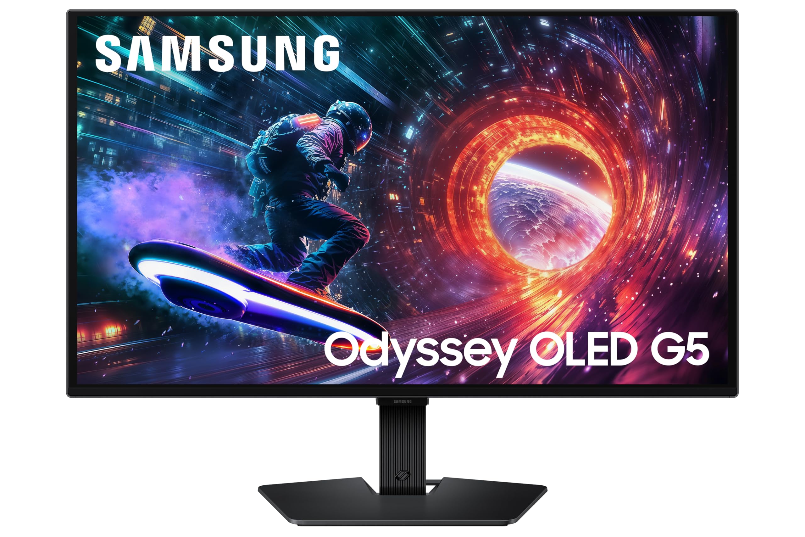 مانیتور بازی سامسونگ 27 اینچ OLED مدل G5 G50SF با کیفیت تصویر QHD (2,560 × 1,440) و نرخ تازه‌سازی 180Hz، زمان پاسخ‌دهی 0.03 میلی‌ثانیه، با قابلیت تیلت، رنگ سیاه، مدل LS27FG502SMXUE (ایکسکلوزیو امازون)