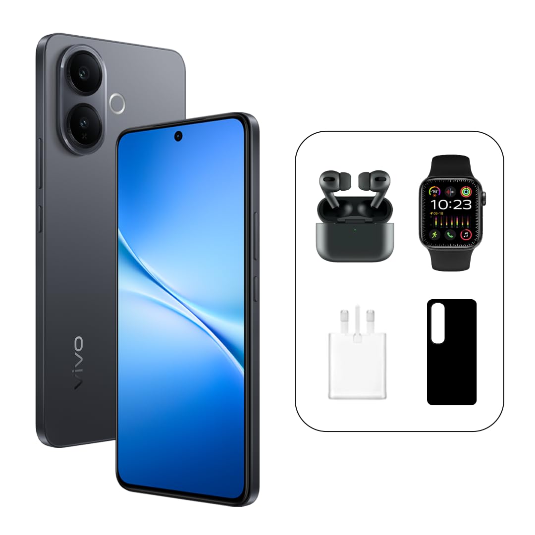 ویوو V60 Lite 5G (مشکی، 12 گیگابایت+512 گیگابایت) 120Hz آمولد | دوربین سلفی 32 مگاپیکسل | 6500 میلی آمپر | IP65 | ساعت هوشمند | هدفون Pro، گارانتی 24 ماهه، تعویض صفحه 455 روزه - نسخه خاورمیانه (حصری از آمازون)