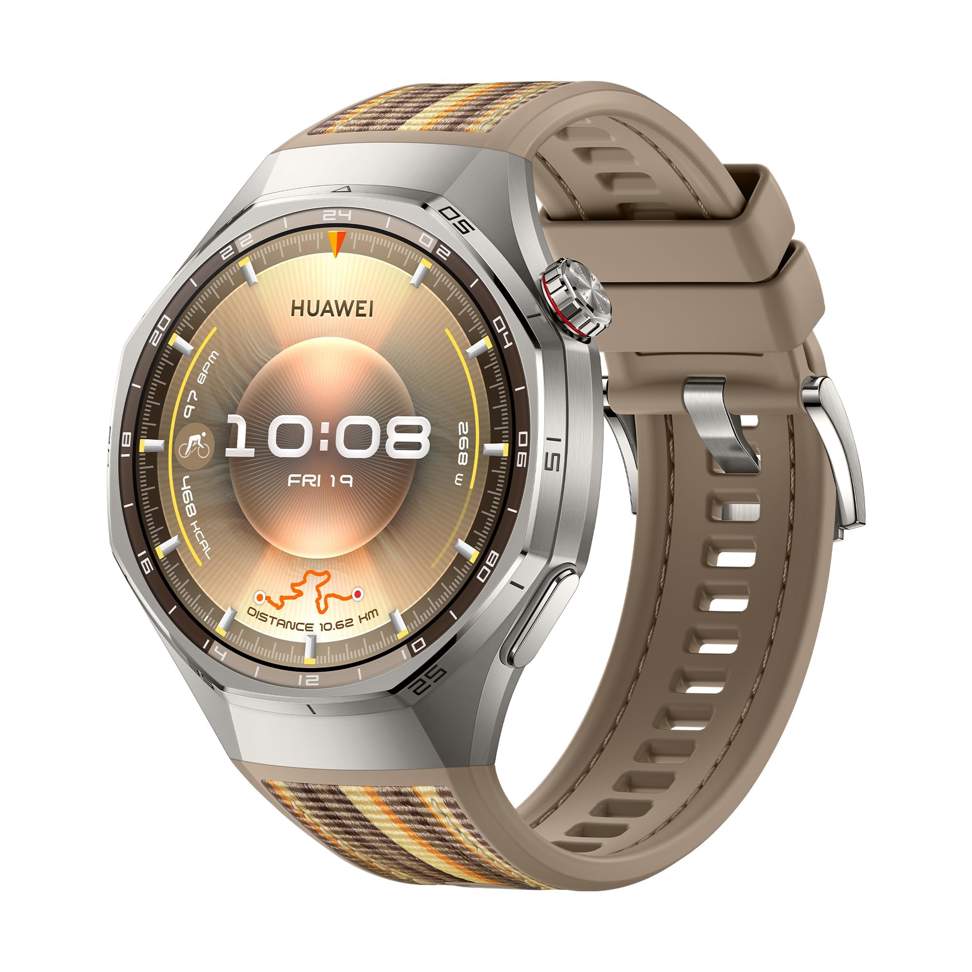 ساعت هوشمند HUAWEI WATCH GT 6 Pro، 46 میلی‌متر، با عمر باتری تا 21 روز، ساعت هوشمند GPS با 100+ حالت ورزشی، دوچرخه‌سواری، قابل استفاده برای iOS و Android، تحلیل ECG، پایش سلامت، برند قهوه‌ای Brown Pro