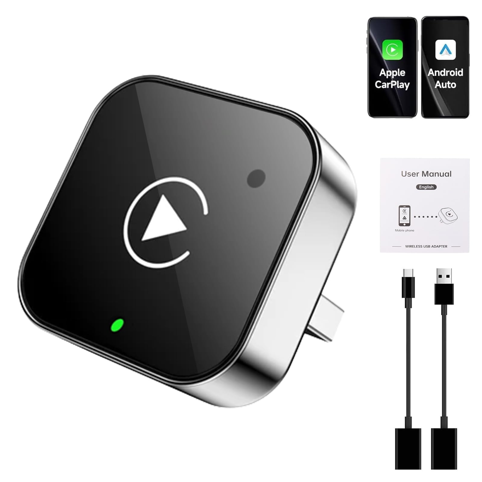 آداپتور بی‌سیم CarPlay برای اندروید/آیفون، Plug and Play، آداپتور بی‌سیم CarPlay کوچک برای iOS 10+ اندروید 11 یا بالاتر