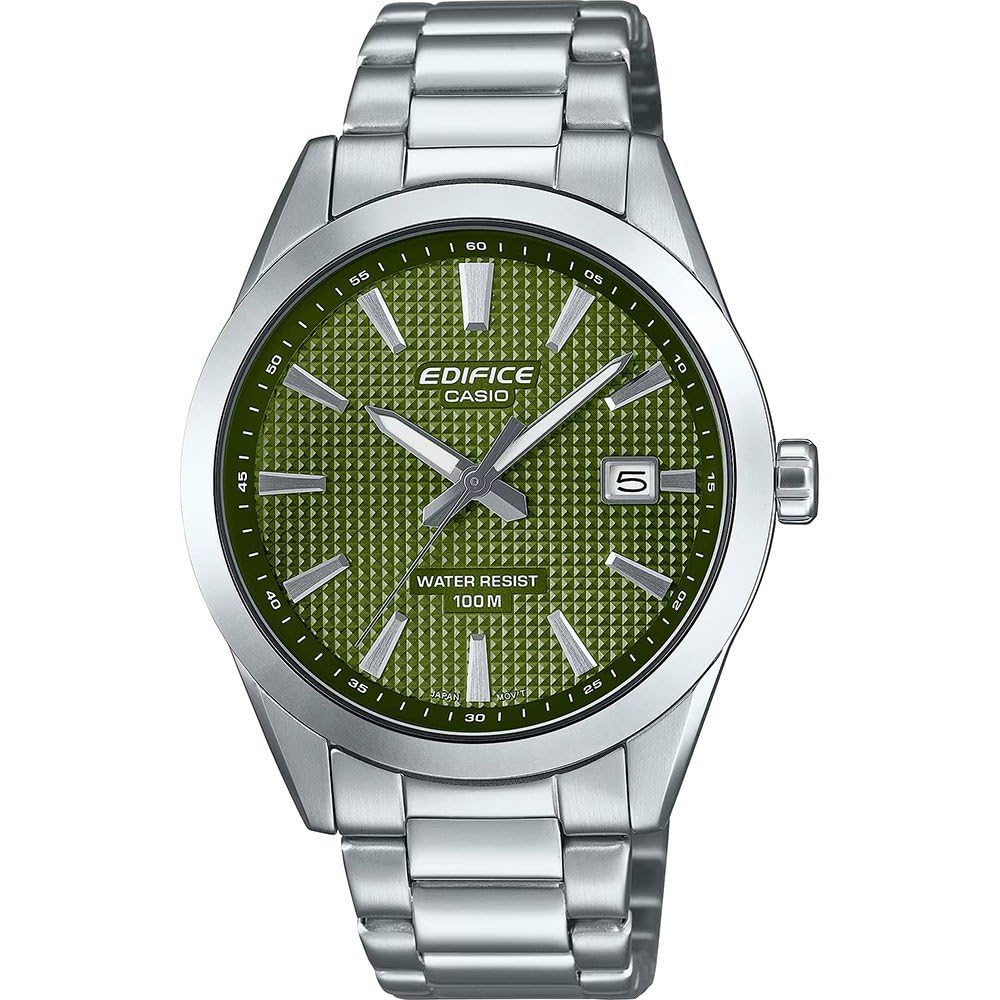 ساعت مچی Casio Edifice - برای مردانه، کوارتز، با بند و صفحه موجود در رنگ فولاد ضد زنگ، صفحه سبز- EFV-160D-3AVEF