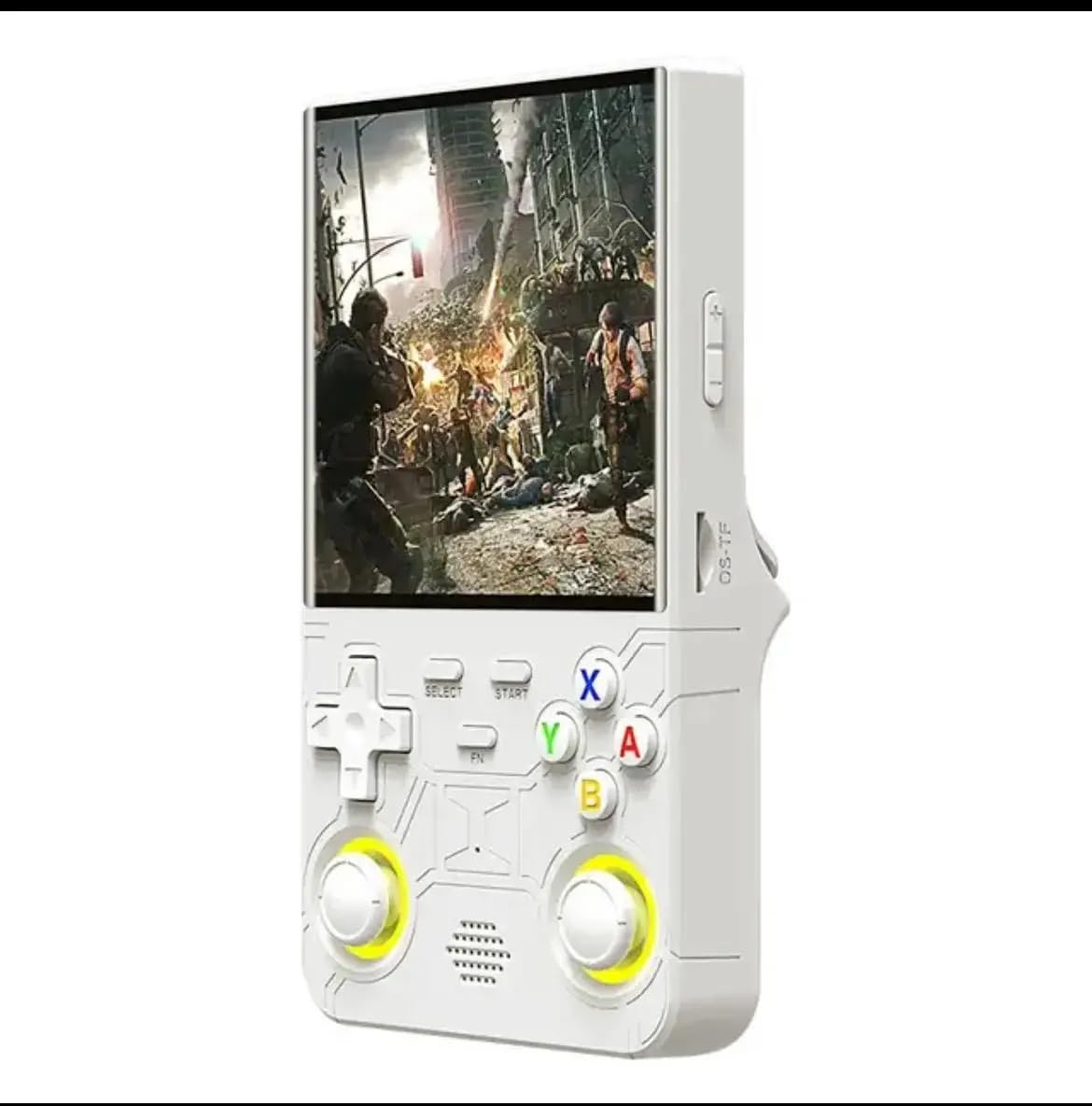 کنسول بازی قدیمی قابل حمل R36 Ultra - صفحه نمایش 4 اینچ IPS OCA، 64 گیگابایت با 20,000+ بازی کلاسیک، سیستم لینوکس، پردازنده RK3326، وای فای و بلوتوث، 3000 میلی آمپر ساعت، دستگاه قابل حمل رنگ سفید، امکان بازی آنلاین با دوستان و خانواده.