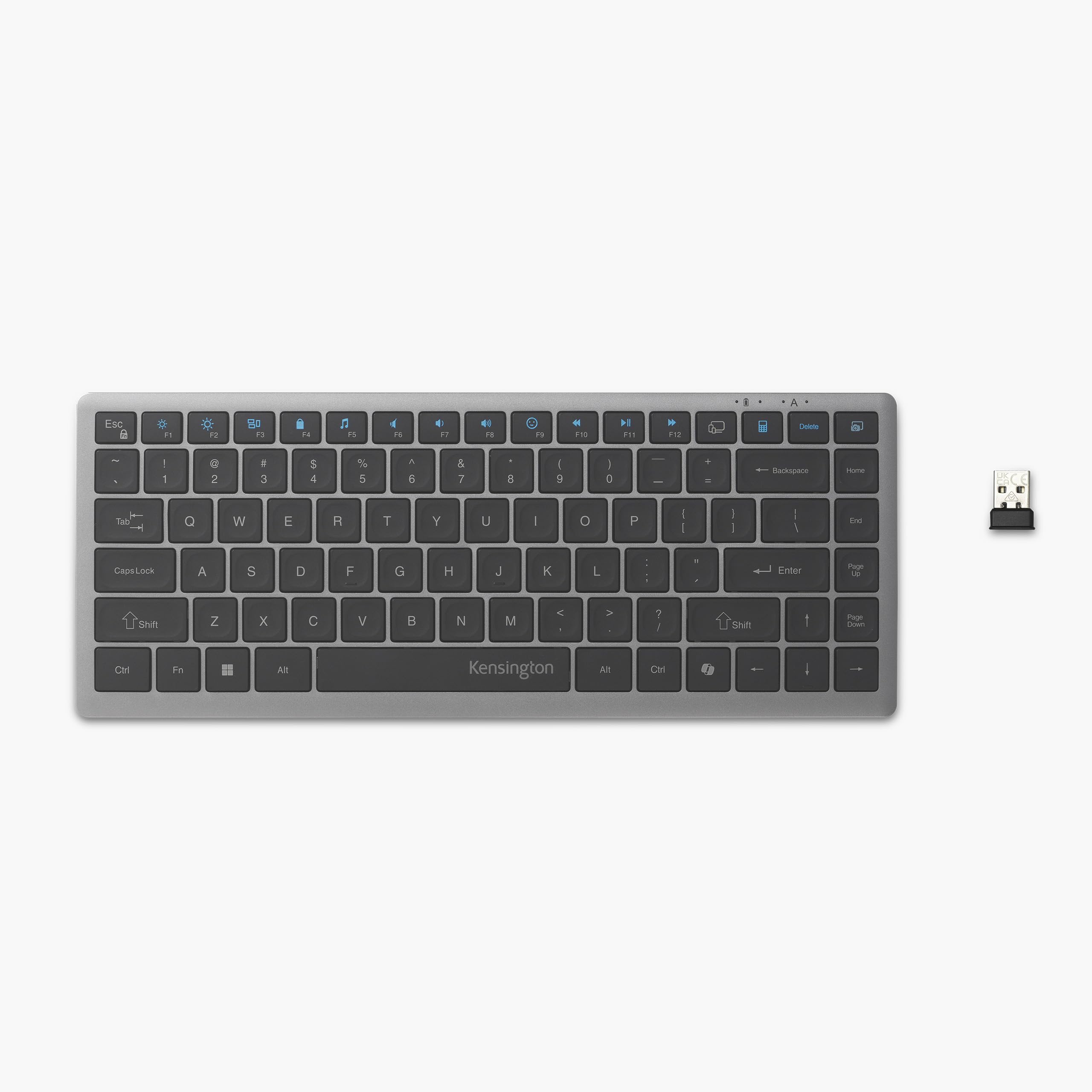 صفحه کلید بی‌سیم Kensington KB435، اتصال بلوتوث و 2.4 گیگاهرتزی، کلیدهای صامت اسکیسوری، قابل برنامه‌ریزی، کلید میانبر Copilot، سازگار با ویندوز، مشکی (K75409NA)