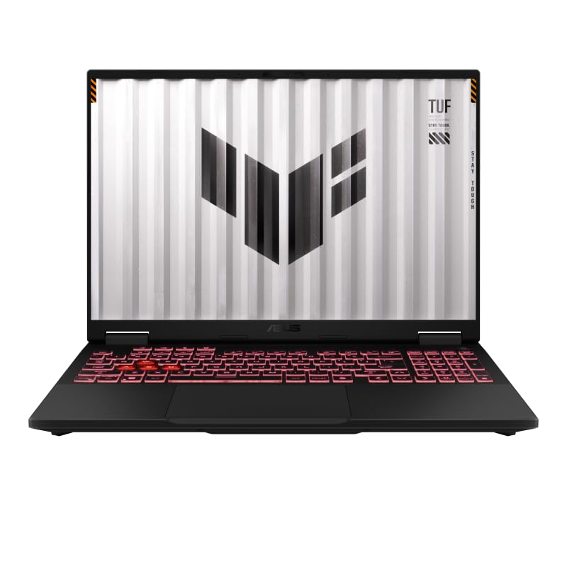 لپتاپ ASUS TUF Gaming A16، نمایشگر ۱۶ اینچی FHD+ با فرکانس ۱۶۵Hz، AMD Ryzen 7 260، NVIDIA GeForce RTX 5060 با ۸GB حافظه، ۱۶GB RAM DDR5، ۵۱۲GB حافظه داخلی SSD PCIe 4.0، صفحه کلید با نور پس‌زمینه Chiclet RGB، ویندوز ۱۱، رنگ جگر خاکستری