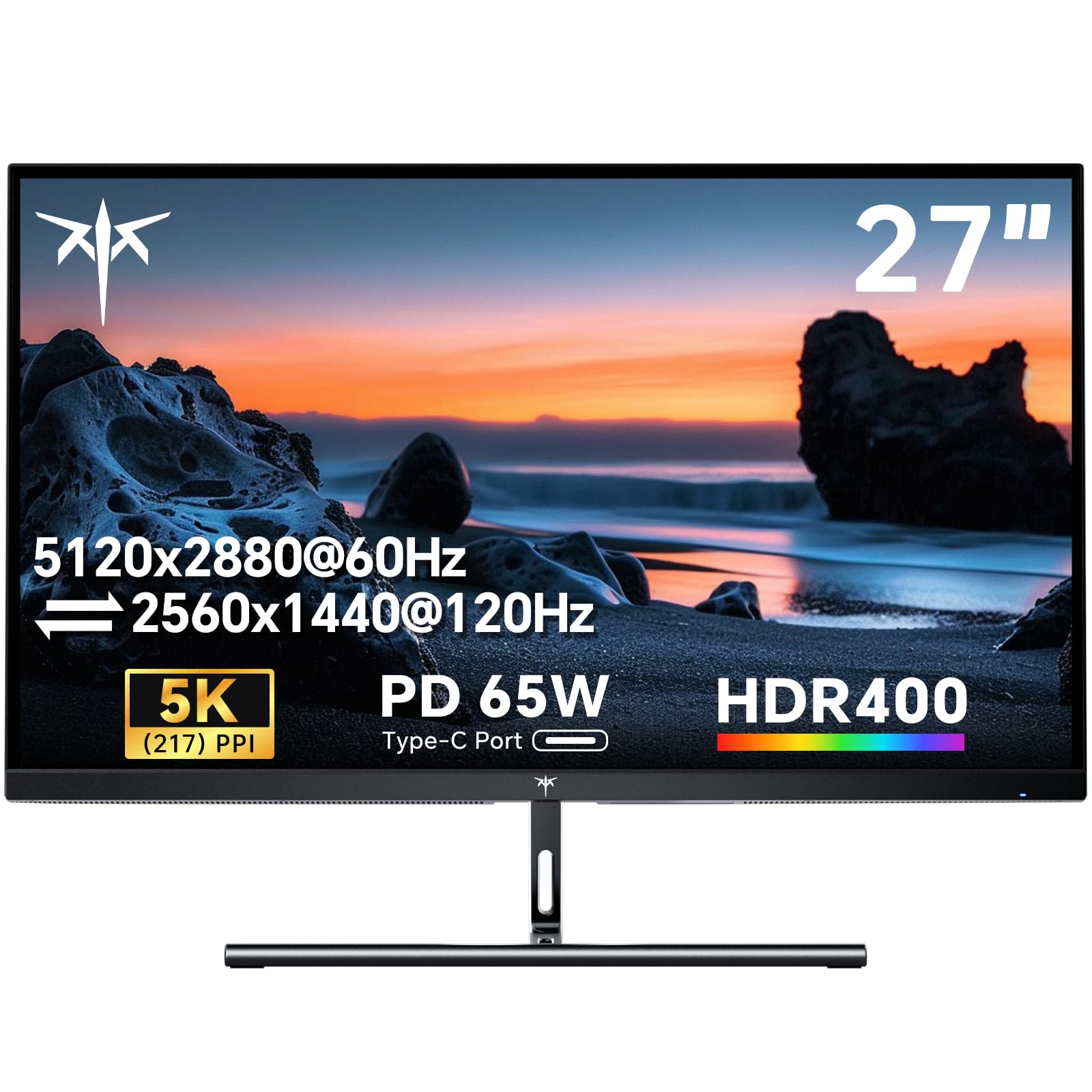 مانیتور KTC 27 اینچ 5K، مانیتورهای دو حالته کامپیوتر مانیتور 2K H27P3 مشکی-5K 60هرتز یا 2K 120هرتز