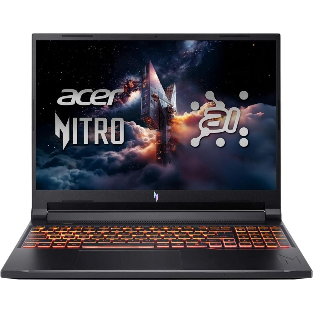 لپتاپ بازی ایسر Nitro V 16 AI WUXGA (1920 x 1200) IPS 180Hz، کامپیوتر شخصی بازی، پردازنده AMD Ryzen 5 240، کارت گرافیک NVIDIA GeForce RTX 5050 با 8GB GDDR7 VRAM، 16GB RAM، 512GB SSD، سیاه ابدون 16 اینچ، R5، RTX5050