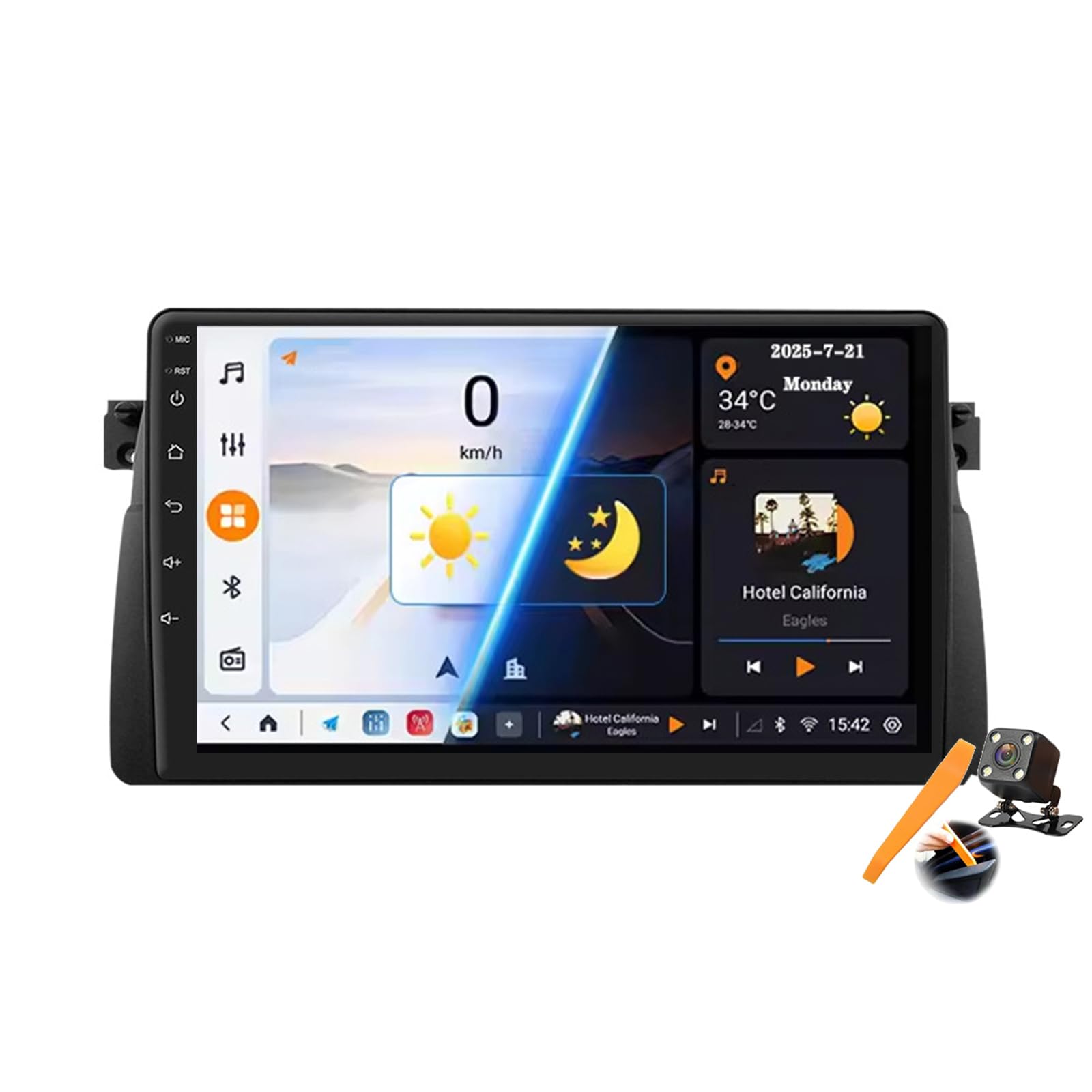 جایگزینی استریو خودروی اندروید 15.0 برای ای 46 1999-2005 با رادیو GPS Sat ناوبری صفحه لمسی 9 اینچی DVD پخش چندرسانه ای ویدیویی فیم بی تی دریافت‌کننده با اندروید اتو کارپلی، Y300s