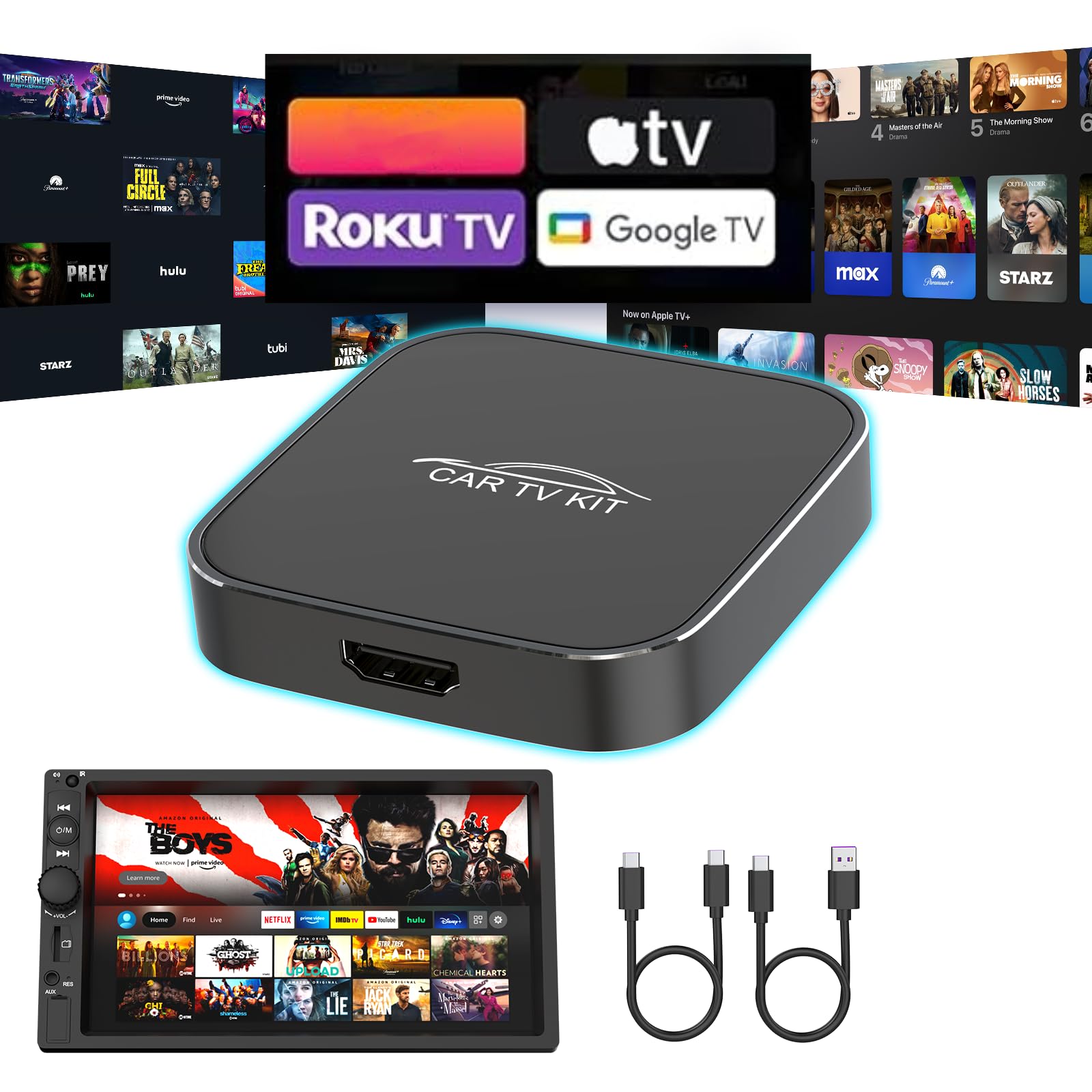 آداپتور بی‌سیم CarPlay برای آیفون، Car TV Mate با ورودی HDMI برای TV Sticks و کنسول‌های بازی، قابل اتصال و استفاده، مناسب برای خودروهای دارای CarPlay سیمی کارخانه‌ای از سال 2016 و iOS 10+ آیفون، رنگ مشکی