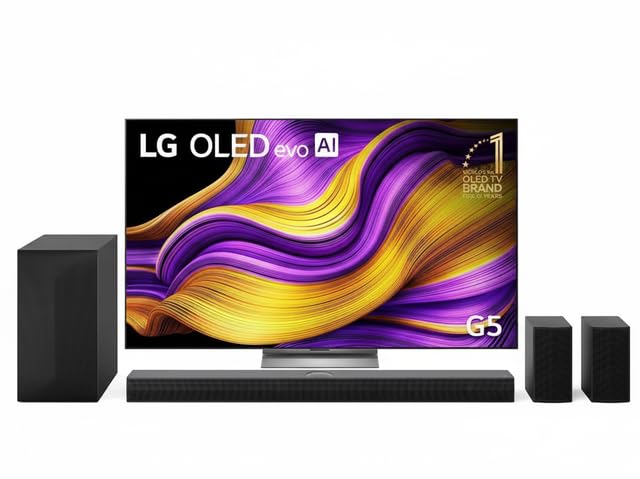 باندل تلویزیون ال‌جی 77 اینچ مدل OLED77G56 + ساندبار ال‌جی مدل S75TR برای تلویزیون با Dolby Atmos 5.1.1 کانال S75TR مدل سیاه، تلویزیون 4K هوشمند OLED evo با فرکانس 165Hz، اندازه 77 اینچ