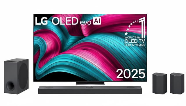 بسته LG تلویزیون 83 اینچ OLED83C56 + اساندبار LG S95QR ، قدرت 810 وات و 9.1.5 کانال با 5 بلندگوی عمودی Atmos Dolby Atmos ، تلویزیون هوشمند 4K AI OLED Evo با فرکانس 144Hz ، اندازه 83 اینچ