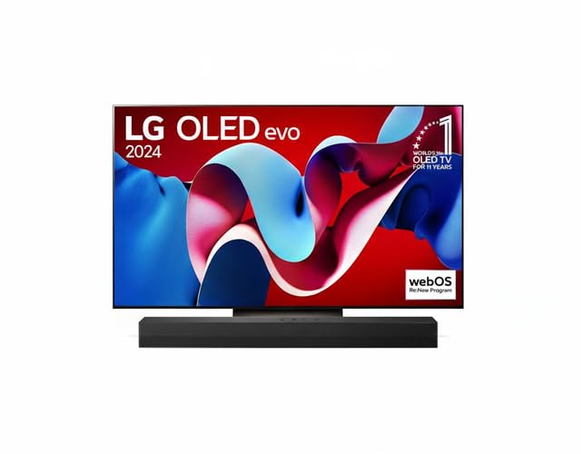باندل تلویزیون LG 65 اینچ OLED evo C4 + اساندبار LG S20 | دالبی دیجیتال | 2.0 کانال، تلویزیون هوشمند 4K OLED evo C4 با ریموت AI Magic Dolby Vision webOS24 سیاه 65 اینچ سایز 2024