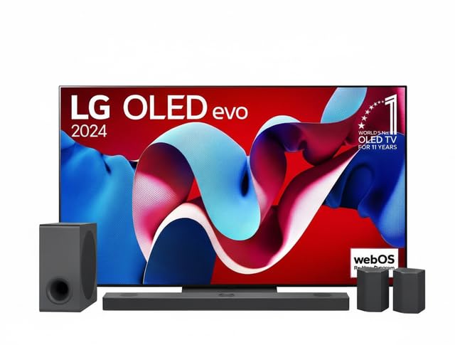 بسته LG تلویزیون 83 اینچ OLED evo C4 + بلندگوی LG Soundbar S95QR، قدرت 810 وات و 9.1.5 کانال با 5 بلندگوی عمودی Atmos، تلویزیون هوشمند 4K OLED evo C4 Smart TV با ریموت Magic AI، Dolby Vision، webOS24 2024، ابعاد 83 اینچ