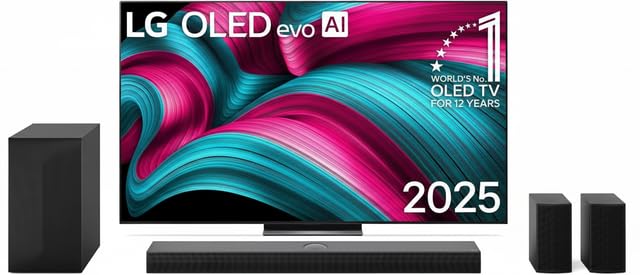 باندل تلویزیون ال‌جی 83 اینچ مدل OLED83C56 + ساندبار ال‌جی مدل S75TR برای تلویزیون با فناوری Dolby Atmos و کانال صدای 5.1.1 مدل S75TR رنگ مشکی، تلویزیون هوشمند 4K ال‌جی با فناوری OLED evo و نرخ تازه‌سازی 144هرتز، سایز 83 اینچ