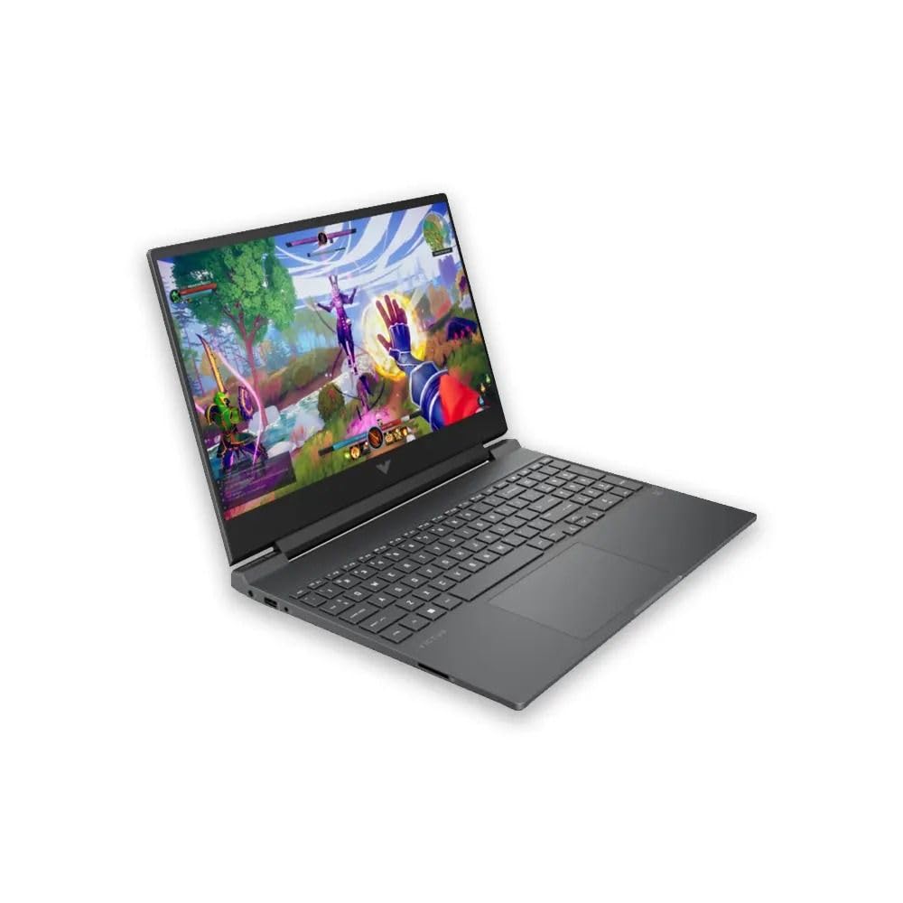 لپ تاپ بازی HP Victus 15 (15.6 اینچ FHD 144Hz، NVIDIA RTX 4050 6GB، AMD Ryzen 7 7445HS، 16GB RAM DDR5، 1TB SSD، 6 هسته ای (قدرتمندتر از Intel i7-13700H))، صفحه کیبورد دارای نور پس زمینه با قابلیت تنظیم روشنایی، پورت اترنت، وبکم، Wi-Fi 6، ویندوز 11 هوم، رنگ نقره ای