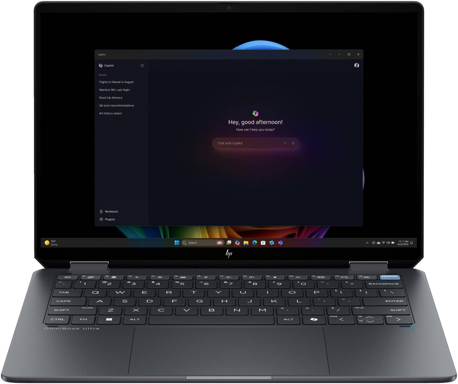 لپتاپ HP OmniBook Ultra Flip 14-fh0013dx، Intel Core Ultra 7-256V، نمایشگر لمسی OLED 3K 14 اینچ، 16 گیگابایت RAM LPDRR5، 1 ترابایت SSD، گرافیک Intel® Arc™، خواننده اثر انگشت، صفحه کلید انگلیسی، ویندوز 11، رنگ خاکستری اکلیپس