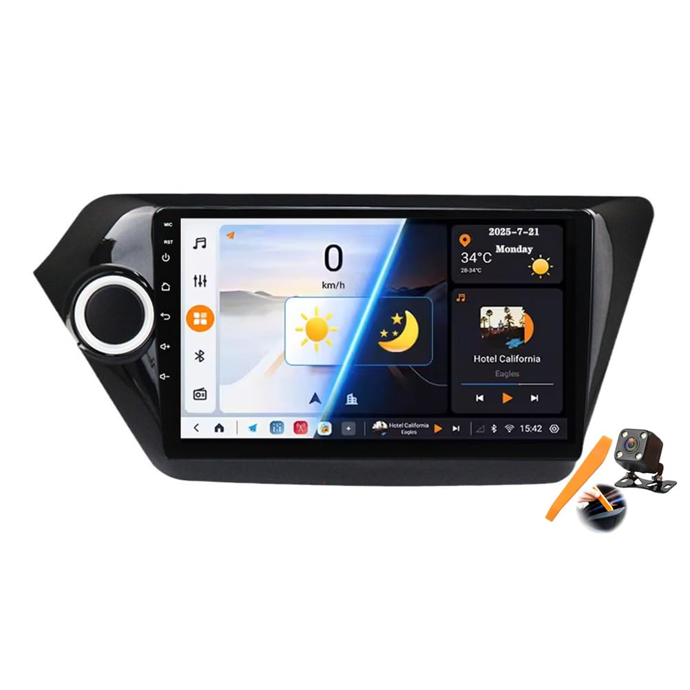 جایگزینی استریو خودروی اندروید 15.0 برای K2/RIO 2011-2015 با رادیو GPS Sat Navigation 9 اینچی تاچ اسکرین دی وی دی پلیر چندرسانه‌ای ویدئو FM BT Receiver با اندروید اتو ورودی کارپلی، M6 Pro1