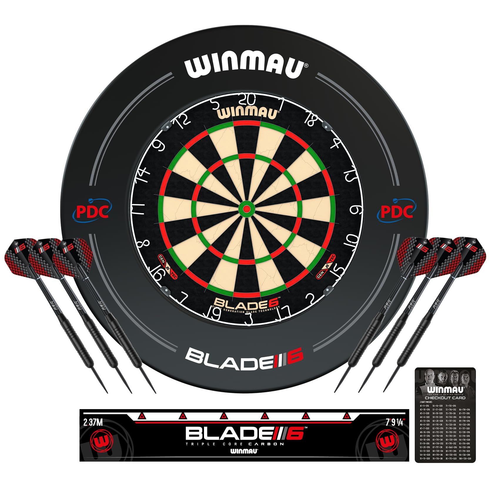WINMAU Blade 6 Professional Bristle Dartboard with Official Tournament Specifications – endorsed by The PDC Blade 6 Bundle