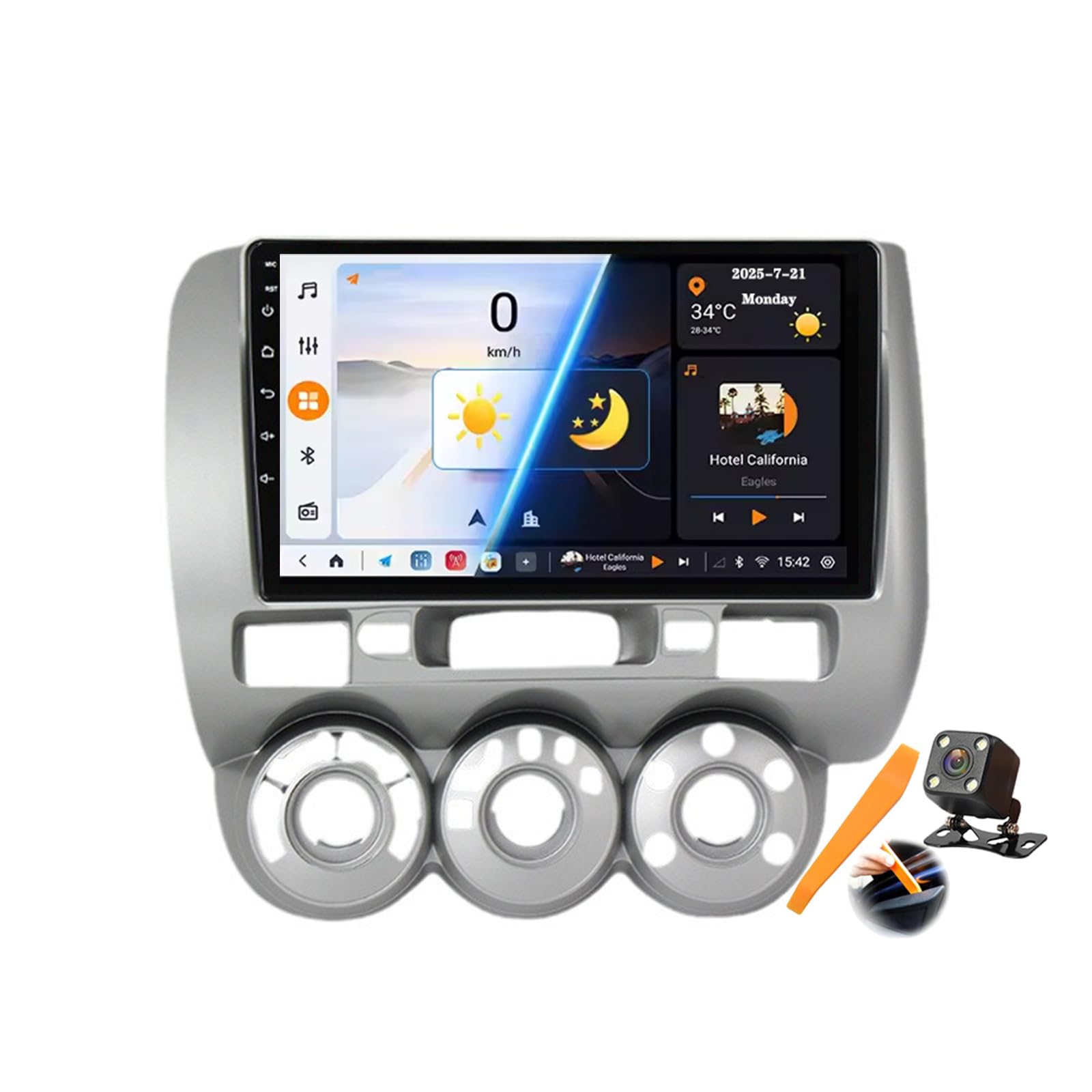 جایگزینی استریو اندروید 15.0 برای هوندا جاز سیتی ۲۰۰۲-۲۰۰۷ با رادیو GPS Sat ناوبری 9 اینچ صفحه لمسی پخش کننده ویدیو چندرسانه‌ای DVD، پخش‌کننده FM BT با امکان دریافت پخش اندروید اتوکارپلی، Y600s