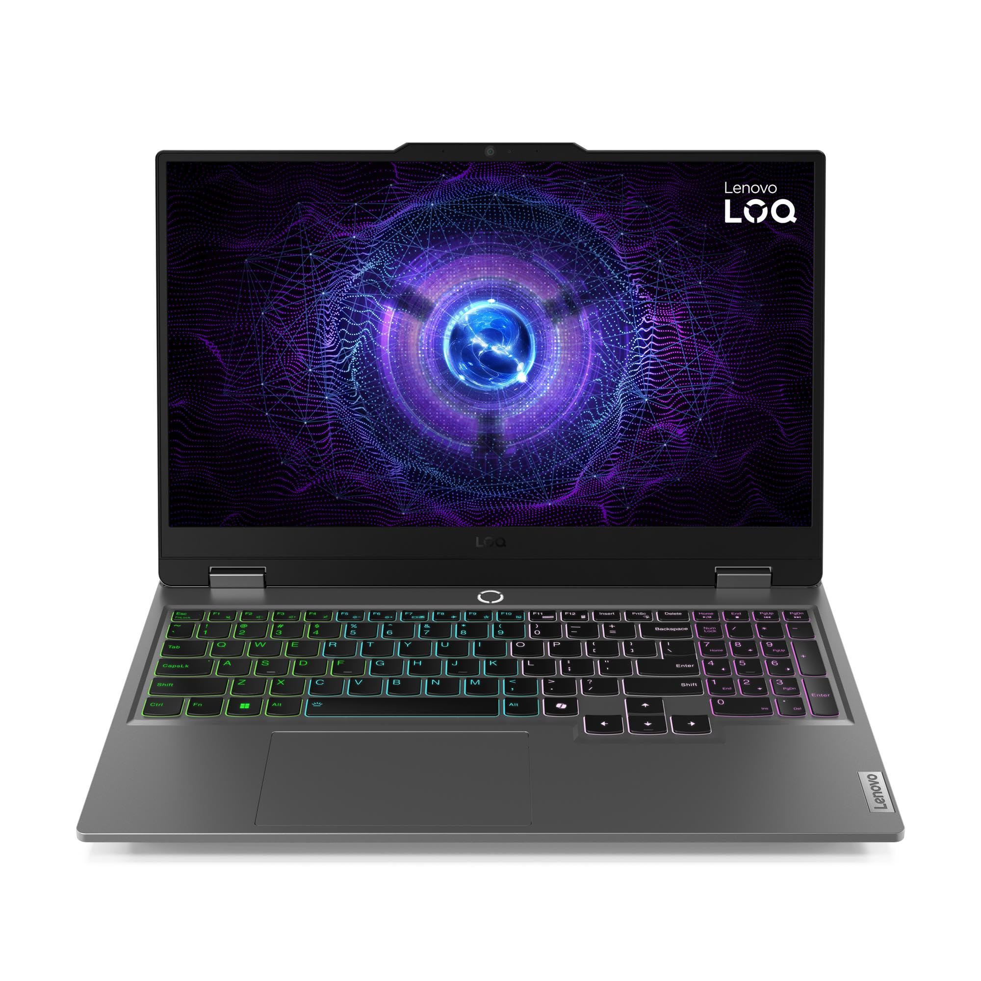 لپ تاپ بازی Lenovo LOQ 15IRX9، صفحه نمایش IPS 15.6 اینچی FHD با نرخ تازه‌سازی 144Hz، پردازنده Intel Core i7-13650HX، 16GB RAM DDR5، 512GB حافظه SSD، NVIDIA GeForce RTX 3050 با ظرفیت 6GB، صفحه کلید انگلیسی با نور پس‌زمینه، رنگ خاکستری لونا