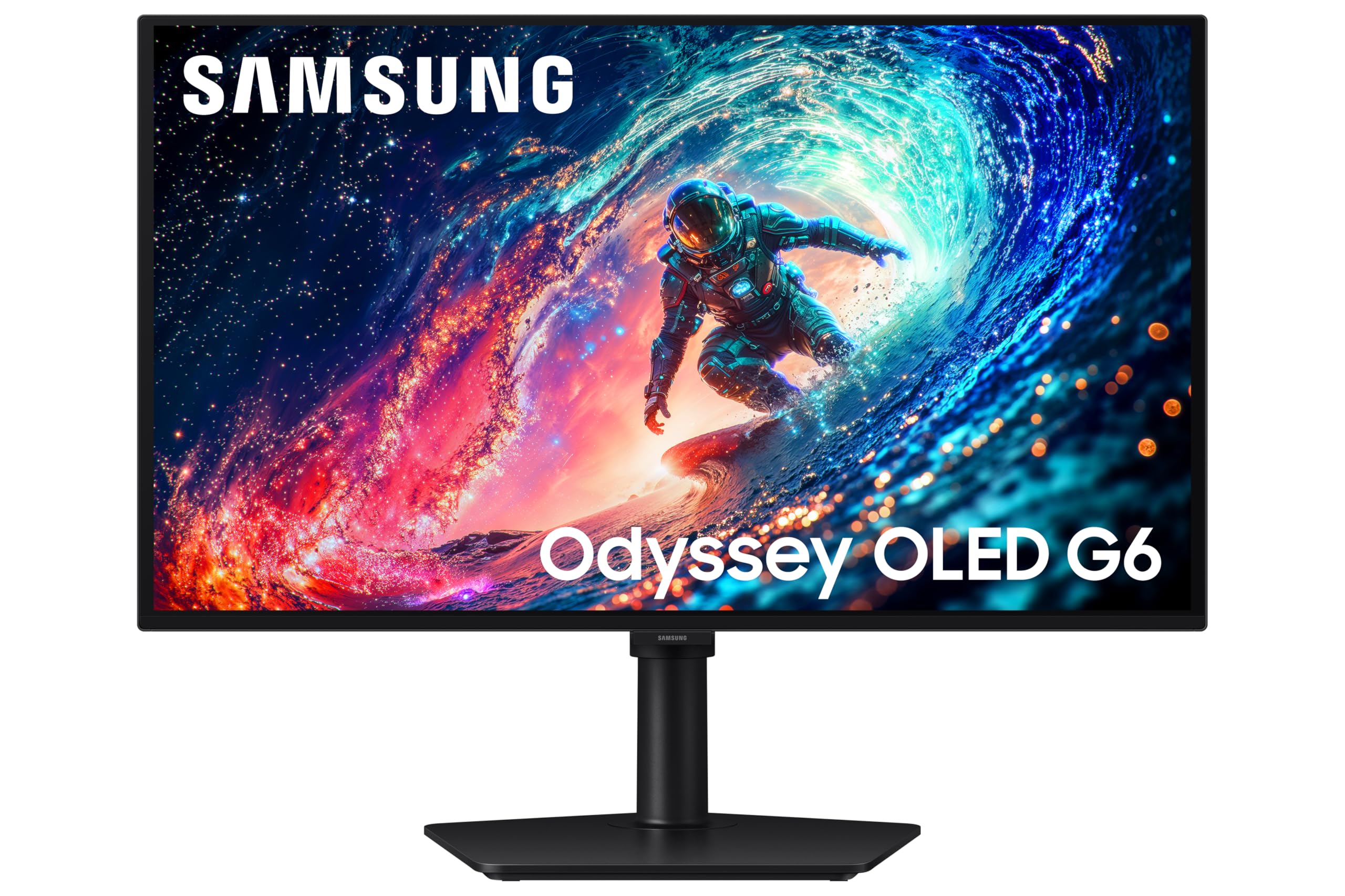 مانیتور بازی سامسونگ Odyssey 27 اینچ OLED G6 G61SH با نرخ تازه‌سازی 240 هرتز و زمان پاسخگویی 0.03 میلی‌ثانیه، بدون چراغ‌زدگی، قابلیت تنظیم ارتفاع و چرخش، Safeguard+، FreeSync Premium Pro، LS27HG612SMXUE