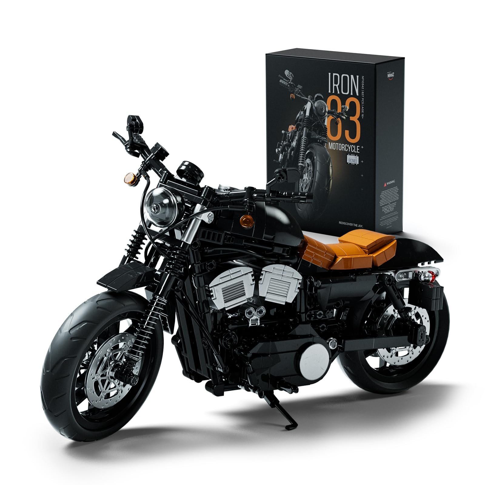 مجموعه مدل موتورسیکلت آهنی Nifeliz IRON 83 برای بزرگسالان، مجموعه‌ای بنایی از موتور سواری کروزر کلاسیک با جزئیات واقع‌گرایانه، مدل نمایش پذیر جمع‌آوری شده و هدیه ایده‌آل برای علاقمندان به موتورسیکلت (827 قطعه، NF10342)