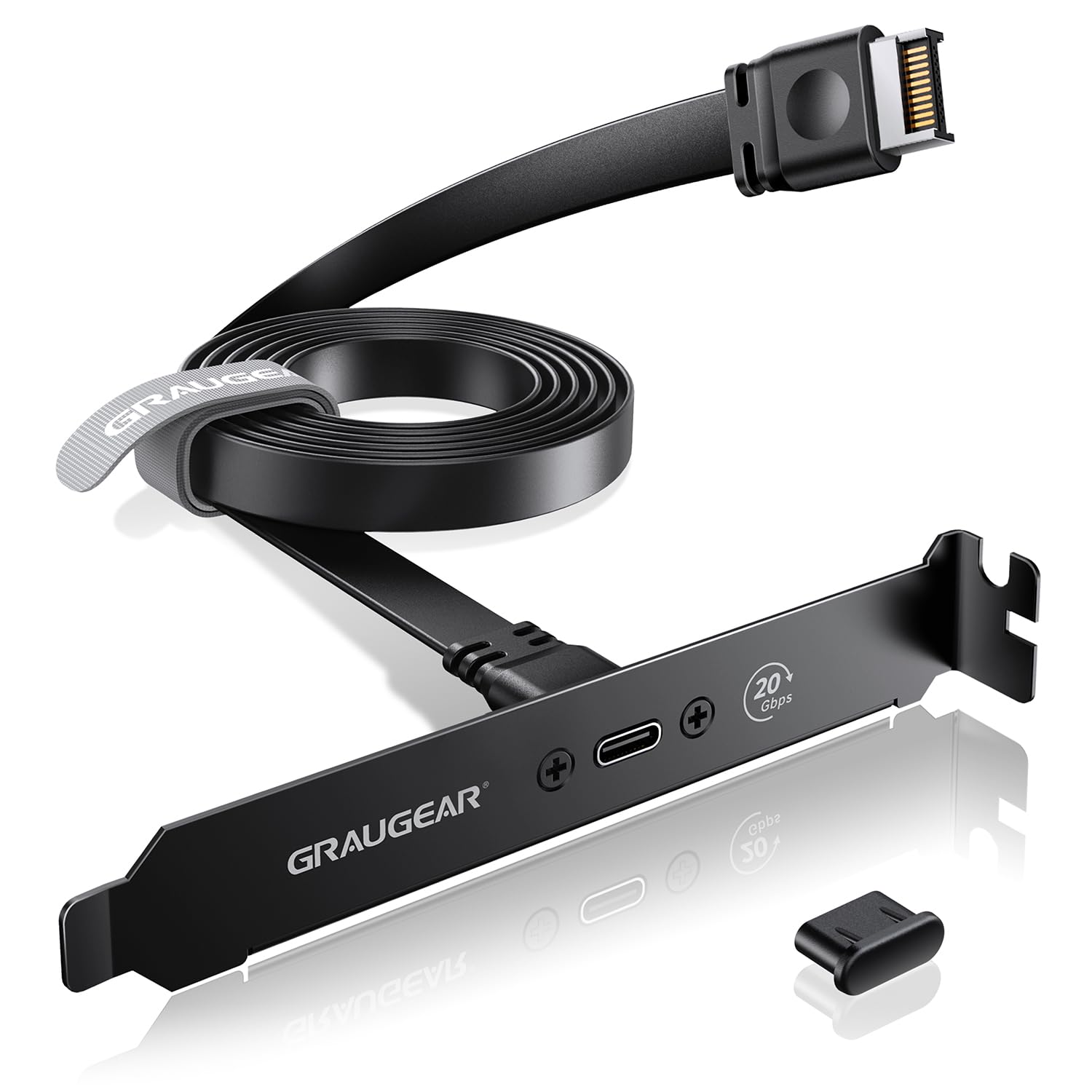 کابل آداپتور پانل جلویی USB-C مادربورد GRAUGEAR PC، کابل تمدید هدر USB Type-C با سرعت 20Gbps، USB C به USB3.2 Gen2x2 نوع-E کانکتور 20 پین با پشتیبانی کارت PCI، باکت PCI با طول 23.6 اینچ/60 سانتیمتر