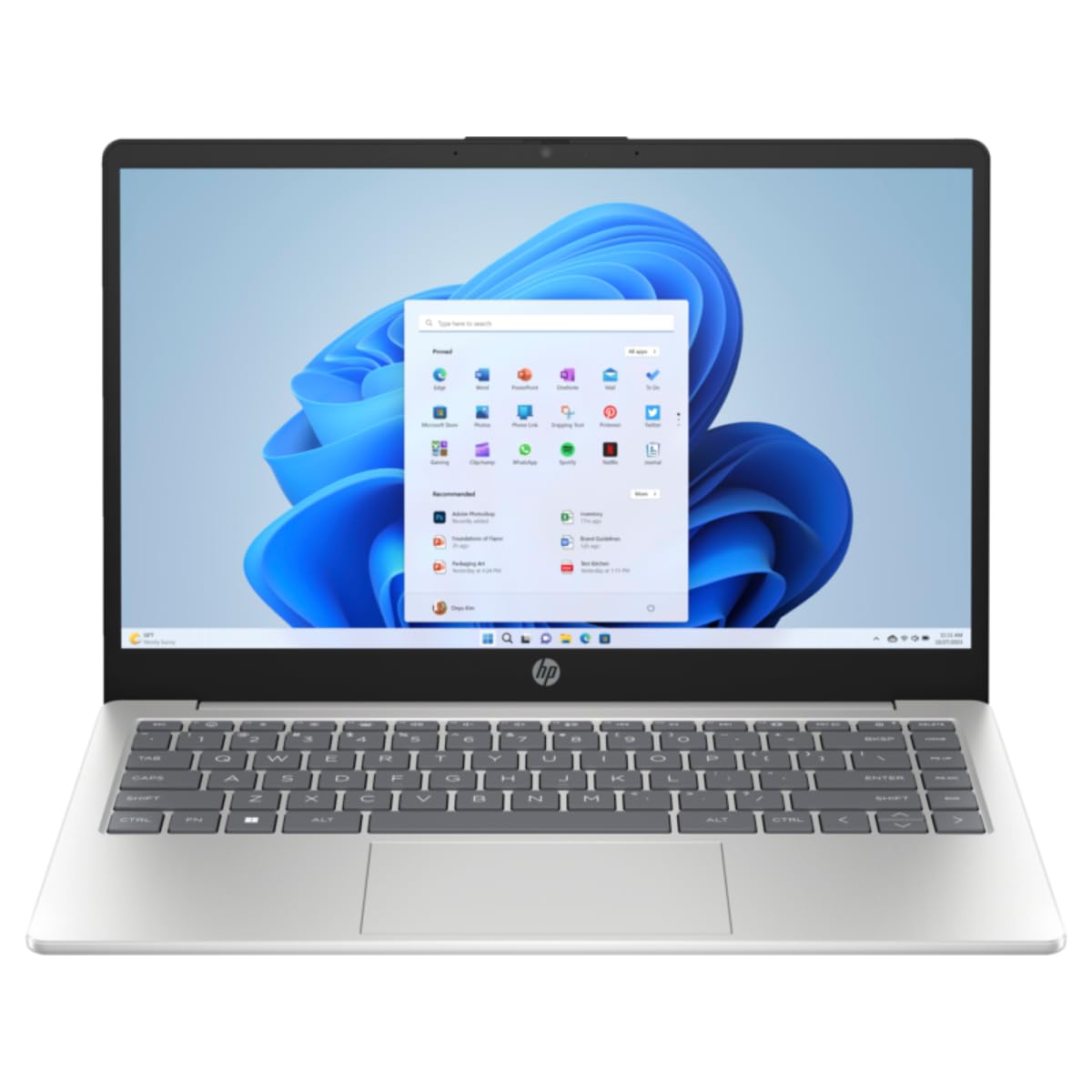 لپ تاپ تجاری HP 14 جدیدترین مدل سال 2024 با صفحه نمایش 14 اینچی FHD، پردازنده اینتل کور i3-1315U، رم 16 گیگابایتی DDR4، حافظه داخلی 512 گیگابایتی NVMe SSD، گرافیک اینتل UHD، صفحه کلید با نور پس زمینه و ویندوز 11 به رنگ نقره ای طبیعی