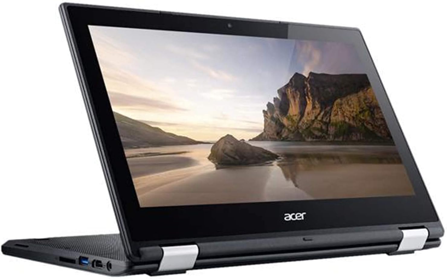لپ تاپ تبدیل‌پذیر 2 در 1 Ace-r (بازسازی شده) Chromebook R11 با صفحه نمایش لمسی، پردازنده Intel Celeron، 4 گیگابایت رم، 16 گیگابایت حافظه SSD، صفحه نمایش 11.6 اینچی، شارژر و کابل برق از جمله می‌باشد، وب‌کم، WiFi، ChromeOS، رنگ مشکی