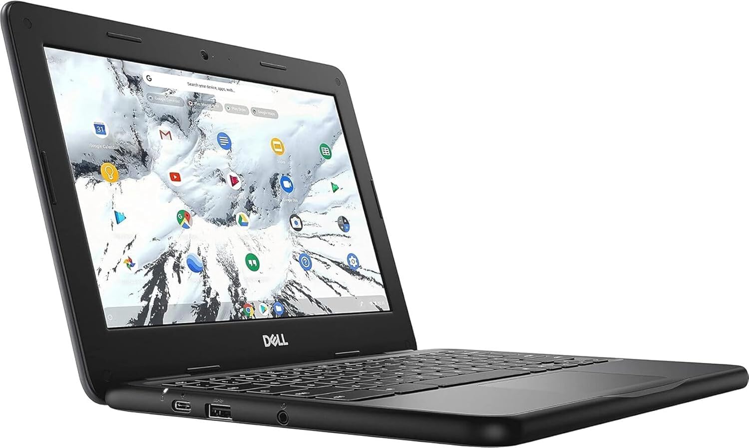 لپ تاپ Dell 3100 با Intel Celeron N4020 1.1GHz، 4GB رم، 32GB فضای ذخیره‌سازی، وب‌کم، صفحه نمایش لمسی 11.6 اینچی، Chromebook Chrome OS VH5H8