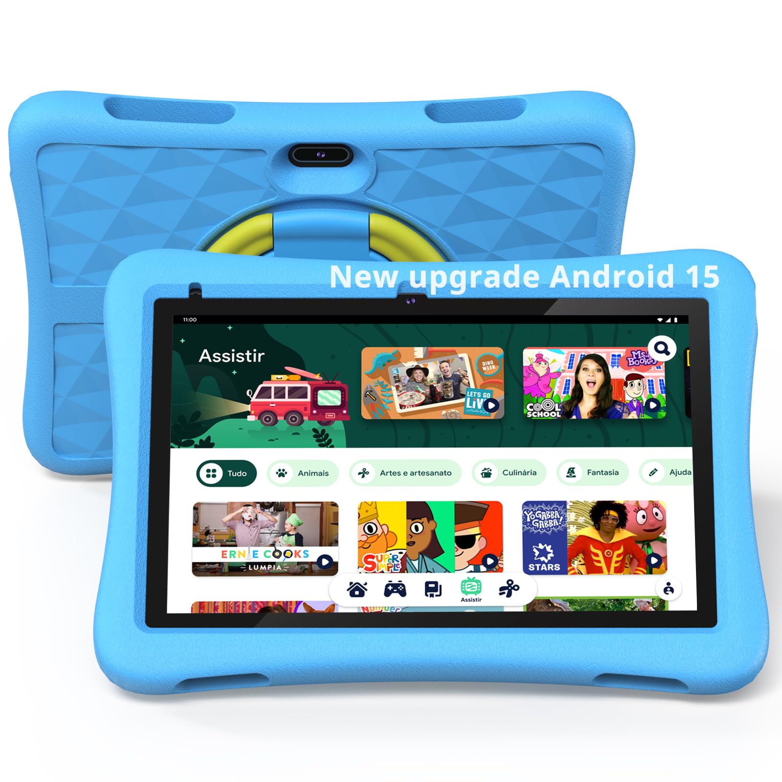 Plimpton Kids Tablet Android 15, 10 inch with Google Kids Space, 9GB (3+6GB expansion) RAM/64GB Storage, 5-core, 6000mAh Battery, Parental Control, WiFi, PlimPad Tablet (Blue)