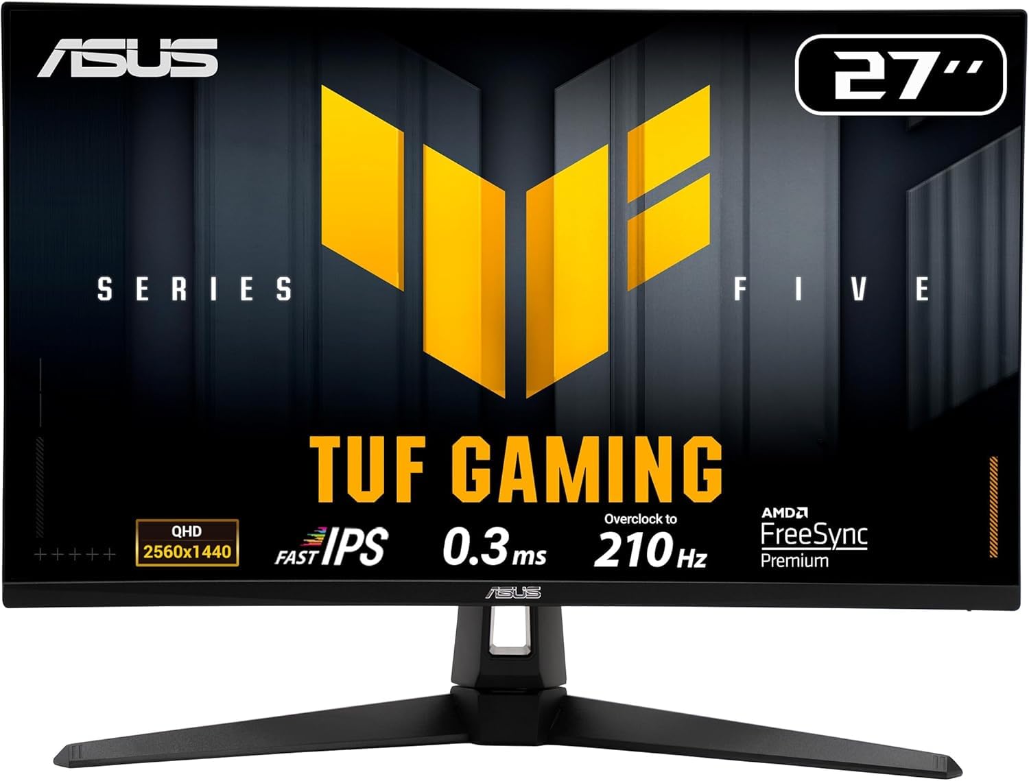 مانیتور بازی ASUS TUF Gaming VG27AQ5A-J: 27 اینچ، رزولوشن QHD (2560x1440)، 210Hz (OC)، IPS سریع، ELMB SYNC، 0.3 میلی‌ثانیه GTG (حداقل)، بلندگوهای استریو، مرکز DisplayWidget، مشکی - نسخه اینفینی‌آرک