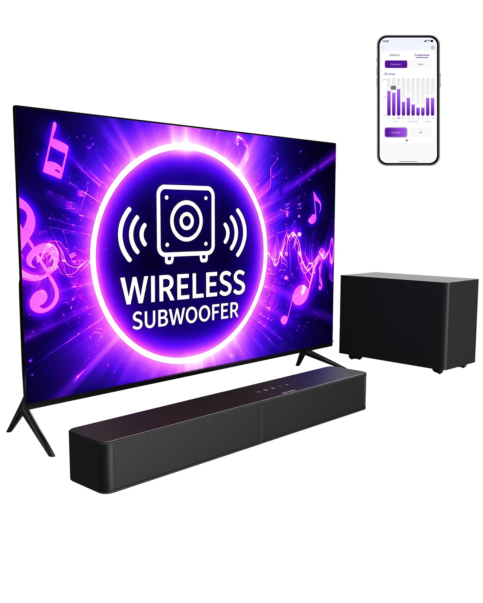 مبلغ ULTIMEA 2.1ch Soundbar با ساب وایرلس، VoiceMX و BassMX، کنترل از طریق اپلیکیشن، توان گسترده 240 وات برای تلویزیون هوشمند، باس قابل تنظیم، HDMI، Optical، بلوتوث 6.0، مدل Poseidon M30 (مدل 2026 UC000)