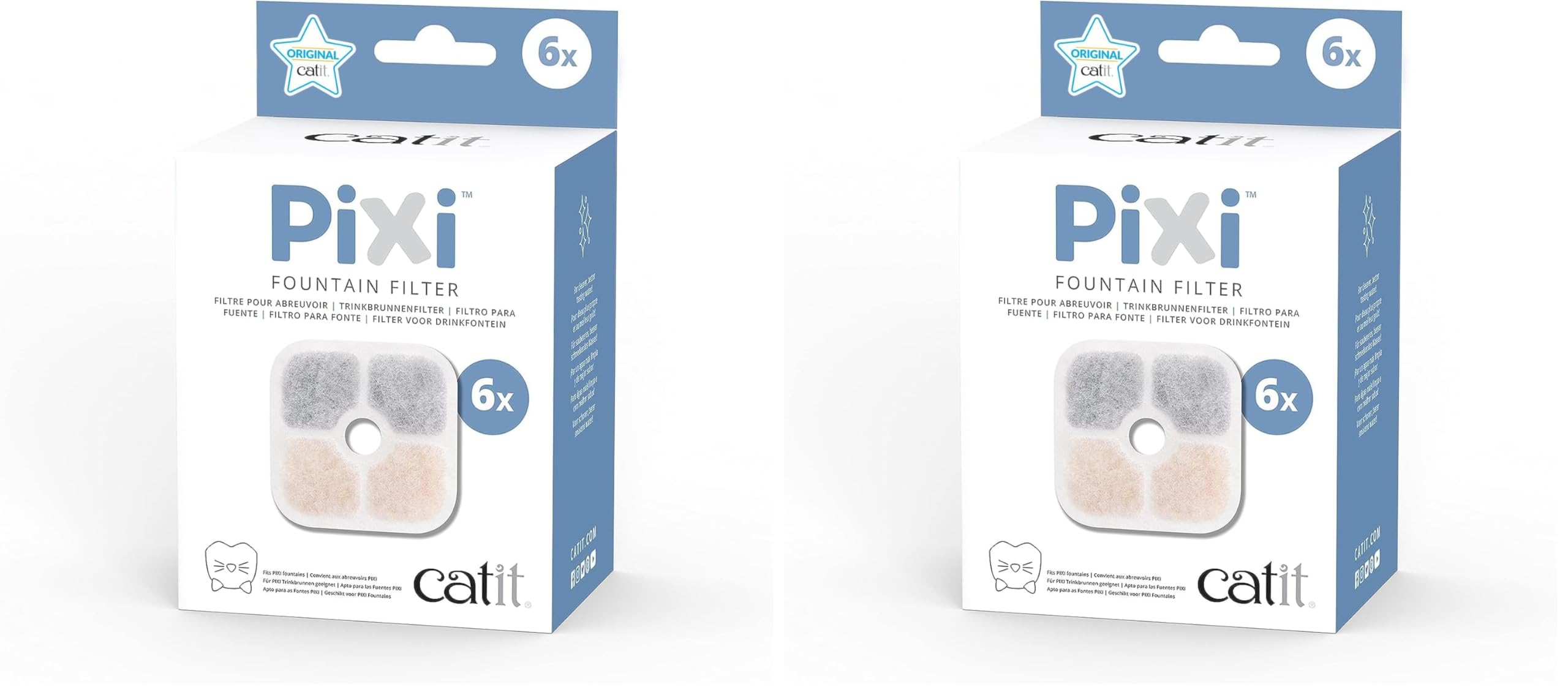 فیلتر اصلی شیرآبگیر گربه Catit PIXI، فیلتر آب سه گانه جایگزین رسمی، بسته 12 عددی، رنگ سفید
