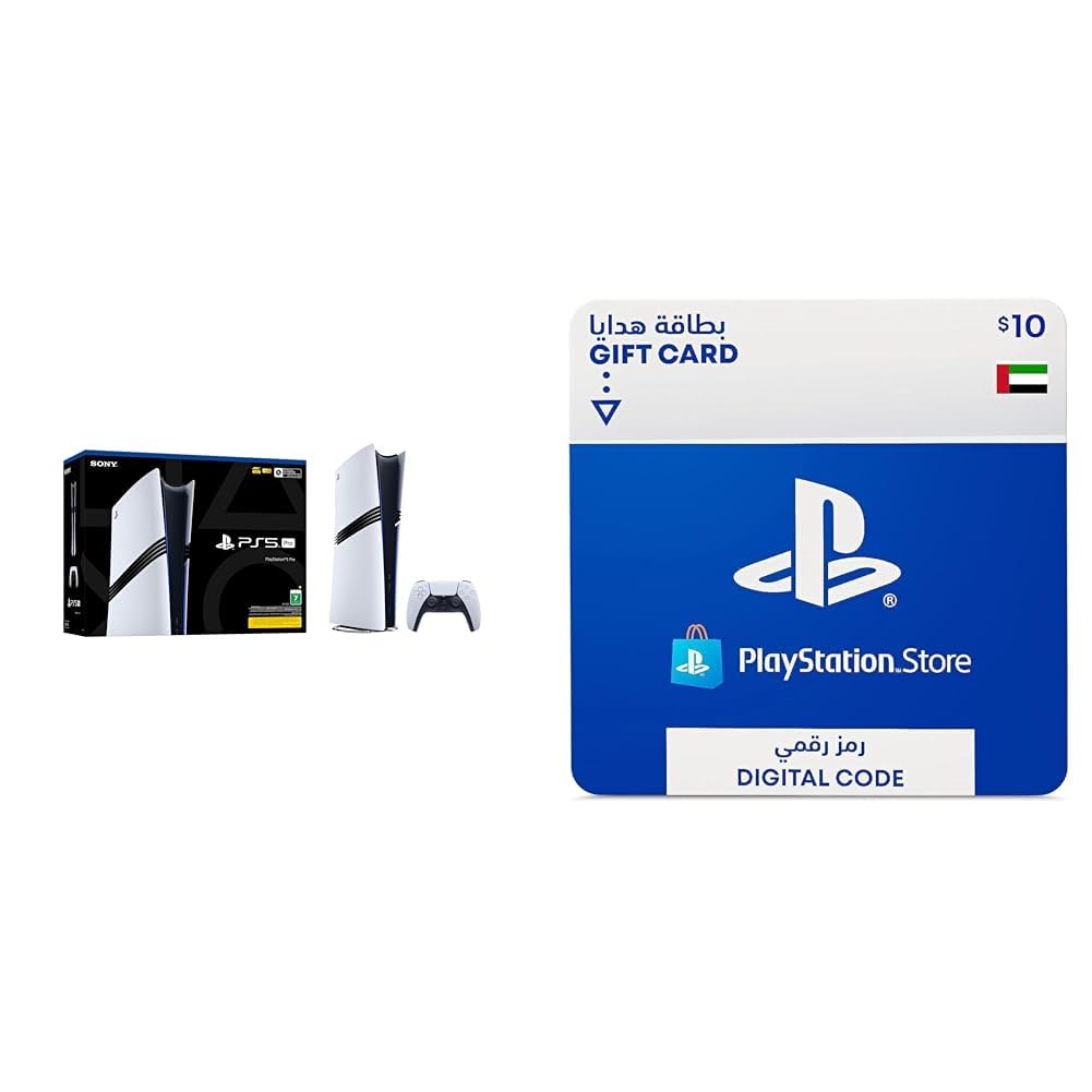 کنسول PlayStation 5 Pro با کارت دیجیتال 10 دلاری (گارانتی تولید کننده یک ساله) کنسول PS5 Pro + کارت شارژ 10 دلاری