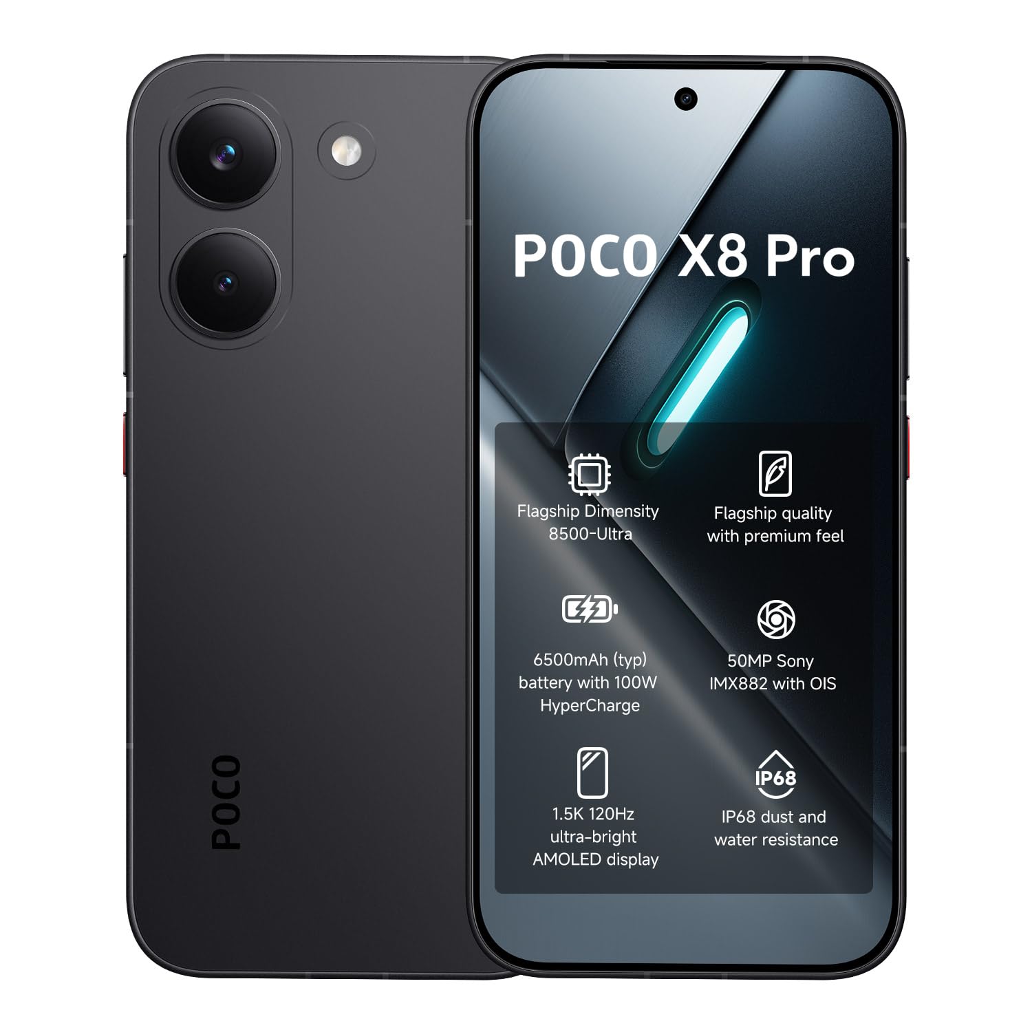 POCO X8 Pro با 12 گیگابایت رم + 512 گیگابایت حافظه داخلی رنگ مشکی - با آداپتور 3 پین - ورژن خاورمیانه آداپتور 3 پین 12+512 گیگابایت مشکی