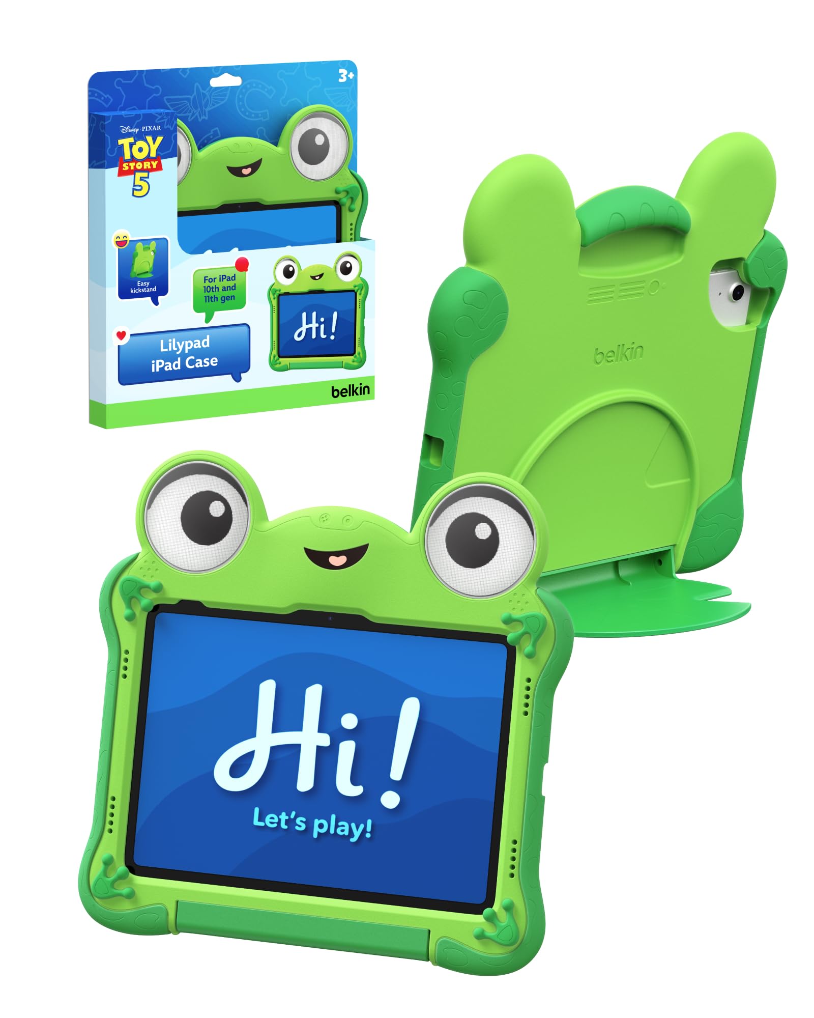 قاب iPad A16 الهام‌گیری شده از Lilypad Belkin Disney و Pixar Toy Story 5 (نسل یازدهم 2025، 11 اینچ / نسل دهم 2022، 10.9 اینچ) - ضدضربه، مقاوم، جلد قرص غیرسمی با قابلیت قرارگیری و دسته