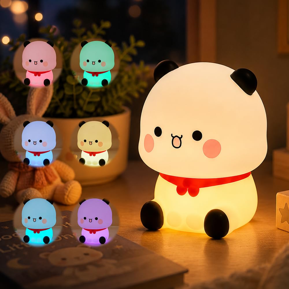 Bubu Dudu Night Light, Dudu Bubu Night Light Children, LED Panda Night Light, Baby USB Rechargeable, Night Light Children's Panda, Night Lamp Silicone Panda, 7 Modes Dimmable, Touch Control