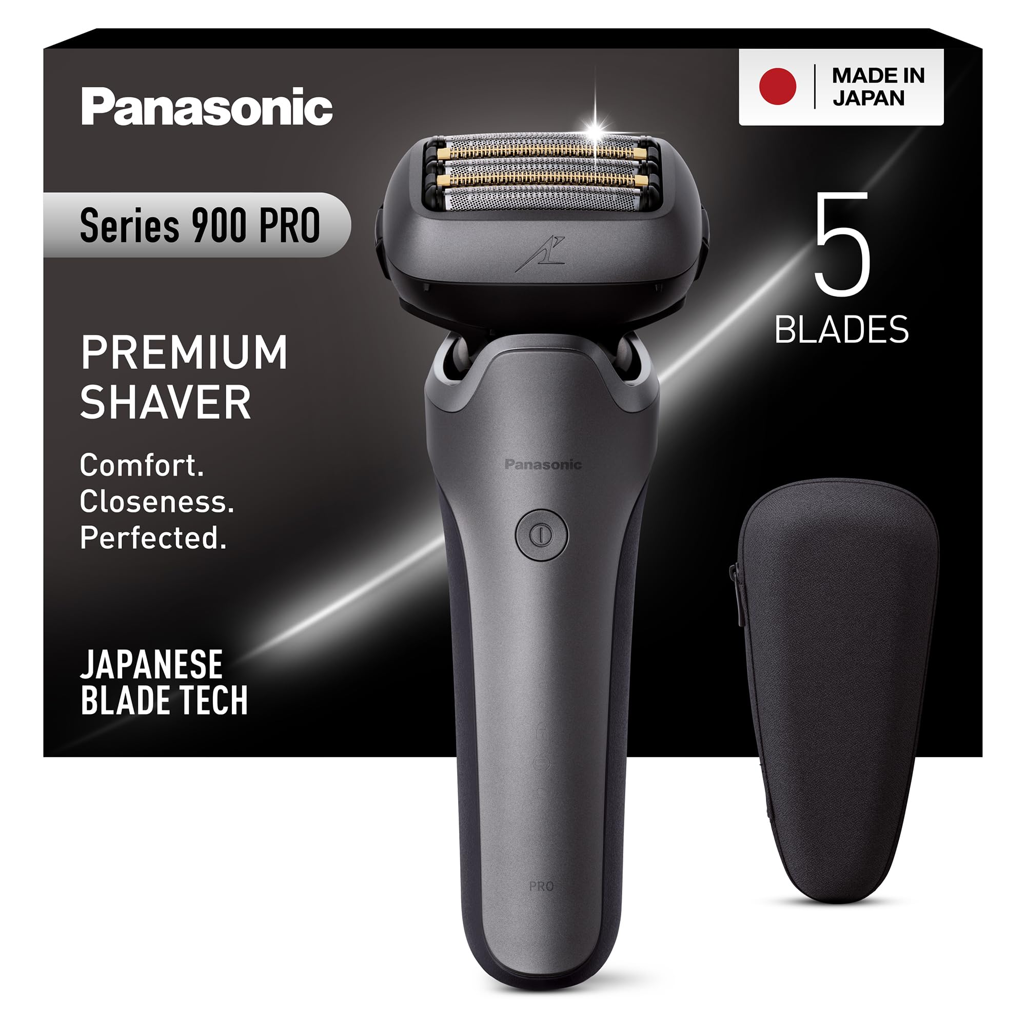 Panasonic ES-L550 Series 900 5-Blade Electric Shaver for Men, USB-C Charging, Intelligent Beard Sensor+, 20D Flexible Head, Wet & Dry, Pop-Up Trimmer, Travel Case