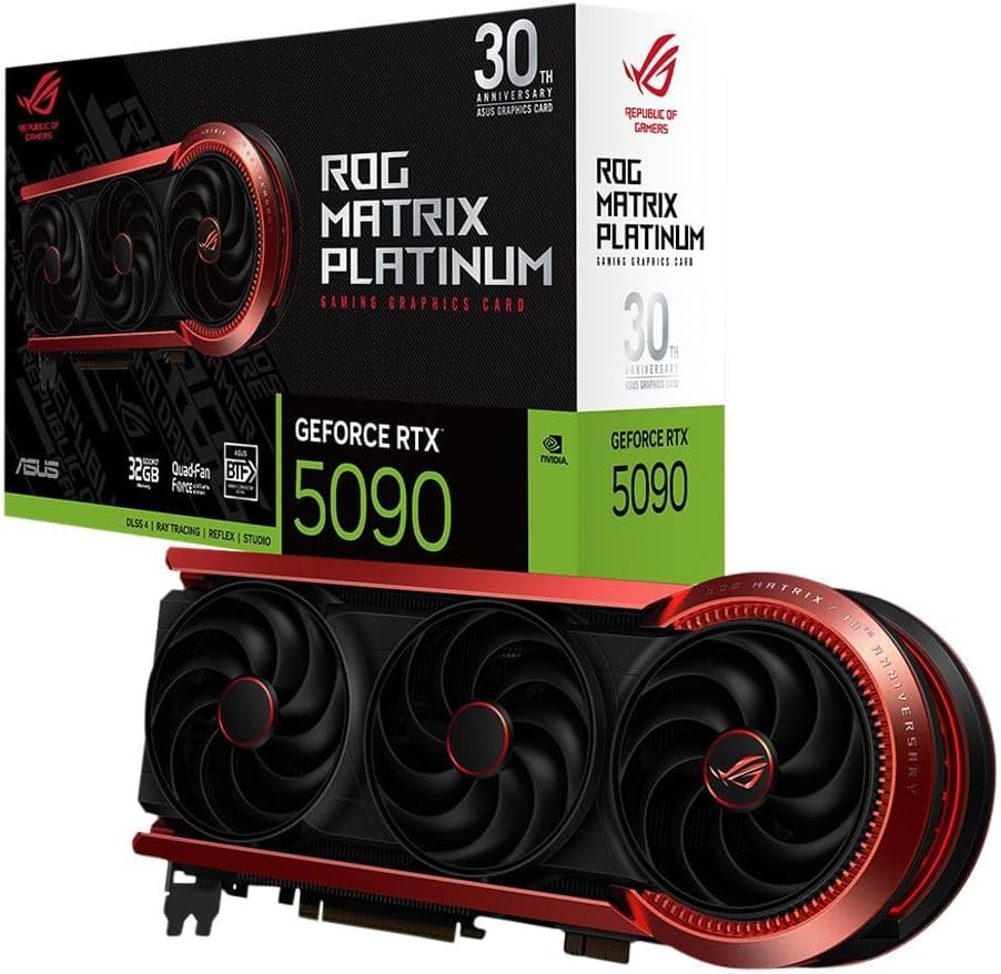 ROG Astral GeForce RTX 5090 32GB GDDR5 White OC Edition Gaming Quad Fan Graphics Card (NVIDIA DLSS 4, 3.8 Slot Design, PCIe 5.0, 3X DP 2.1b, 2X HDMI 2.1b, White)
